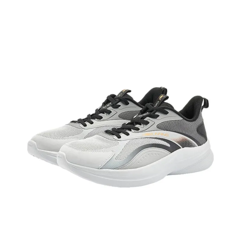 QIAODAN Cushioning Breathable Lightweight Low Top Casual Running Shoes Men's Gray Silver Silent Gray-1