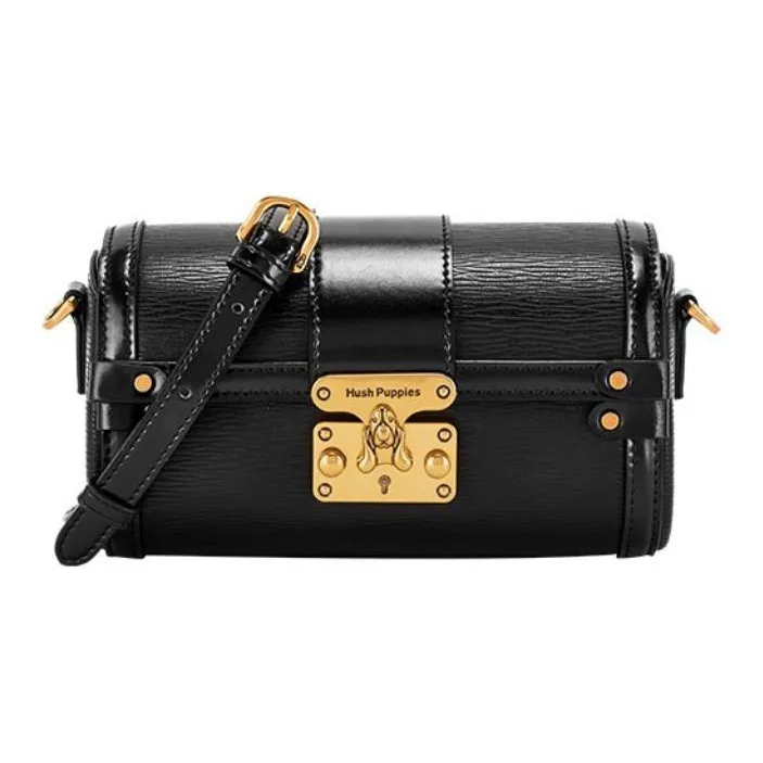Hush Puppies Cow Leather Shoulder Bag Crossbody Bag Small Square Bag Women's Black/Green/Apricot-0