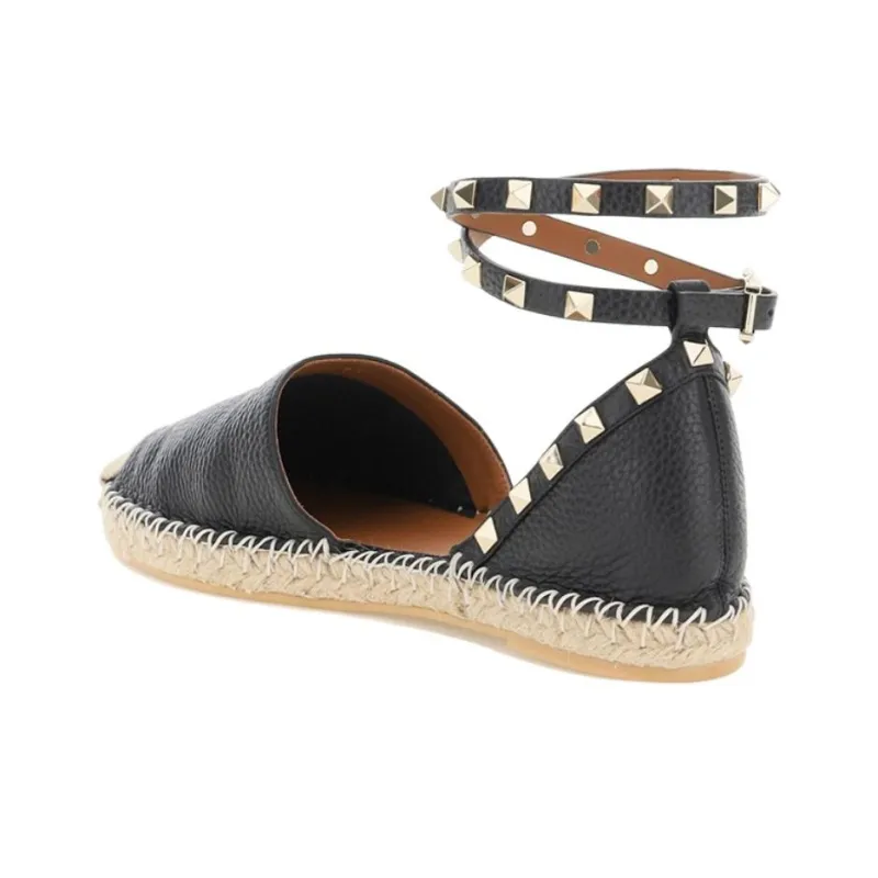 Valentino Rockstud Espadrilles Women's Black-2