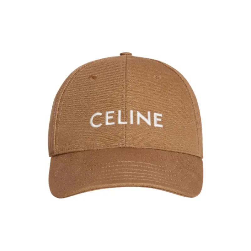 CELINE Cotton Baseball Caps Men's Light Brown-1