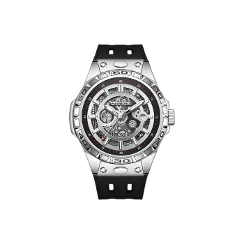HANBORO Future Mecha Collection Mechanical Movement Silicone Strap Watch Men's Watches Black Dial