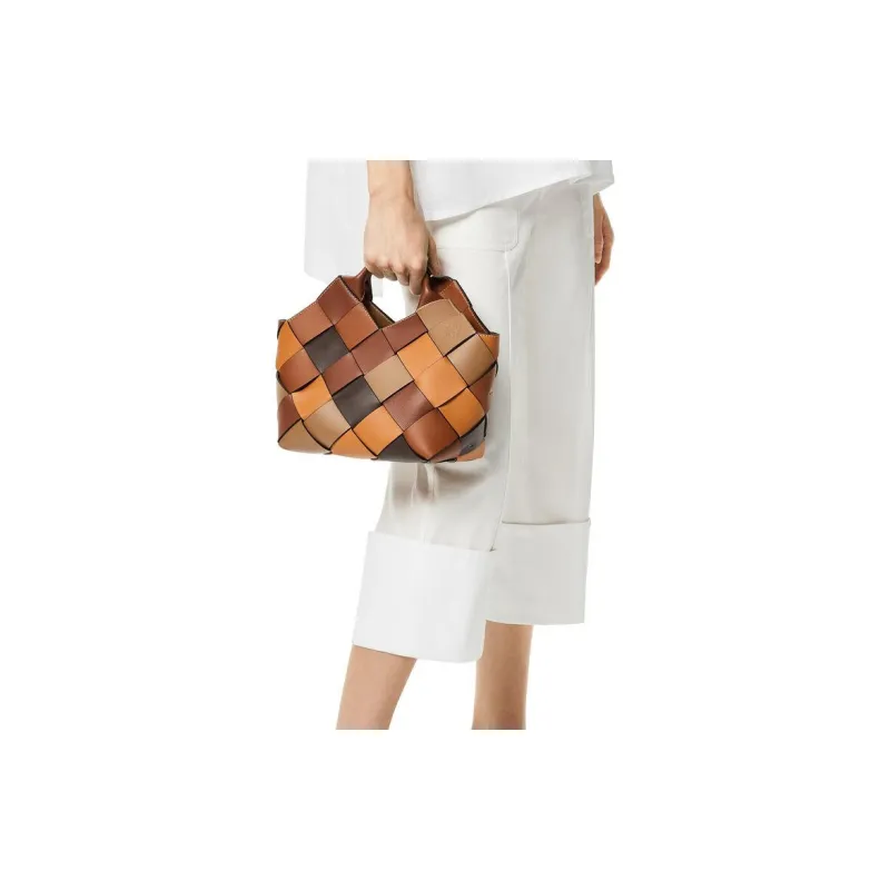 LOEWE SurplusBasket Soft Grain Cow Leather Handbag Small Size Women's Brown-4