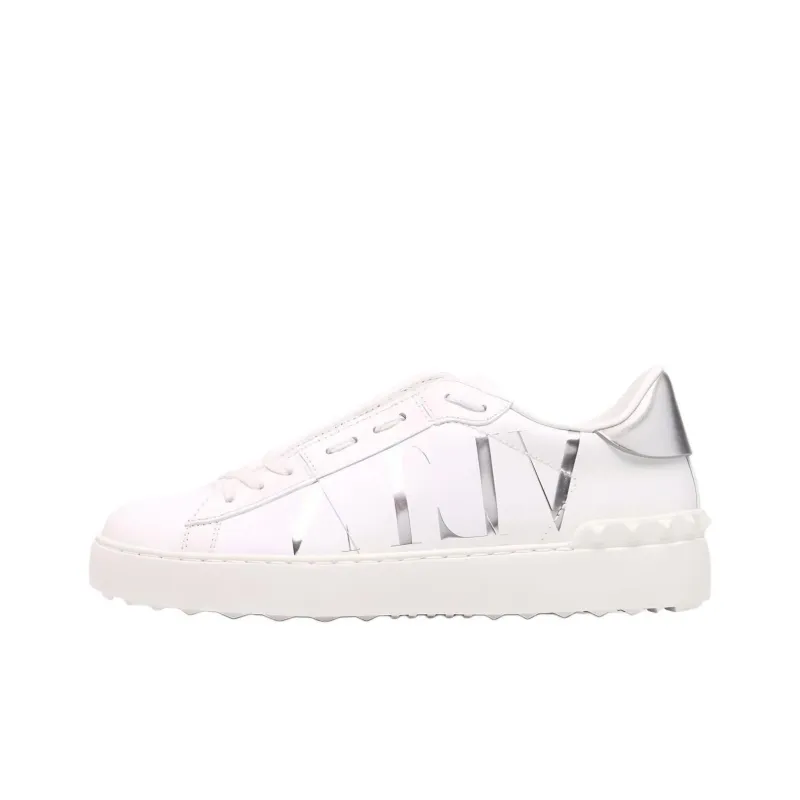 Valentino Open Low Top Stylish Skateboarding Shoes Women's White Silver-0