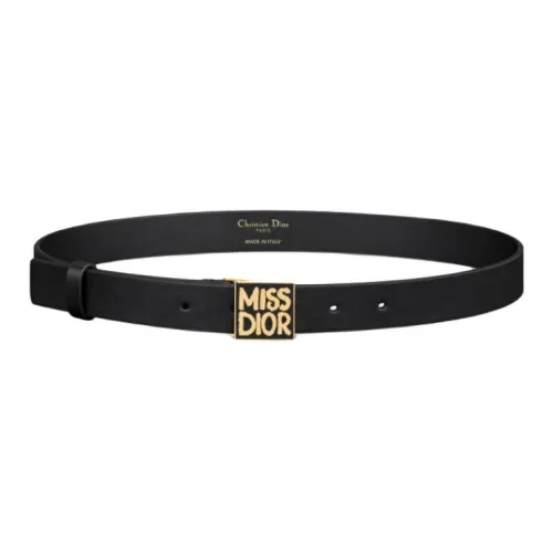 DIOR Cow Leather Leather Belts Women's Black Width: 2.5cm