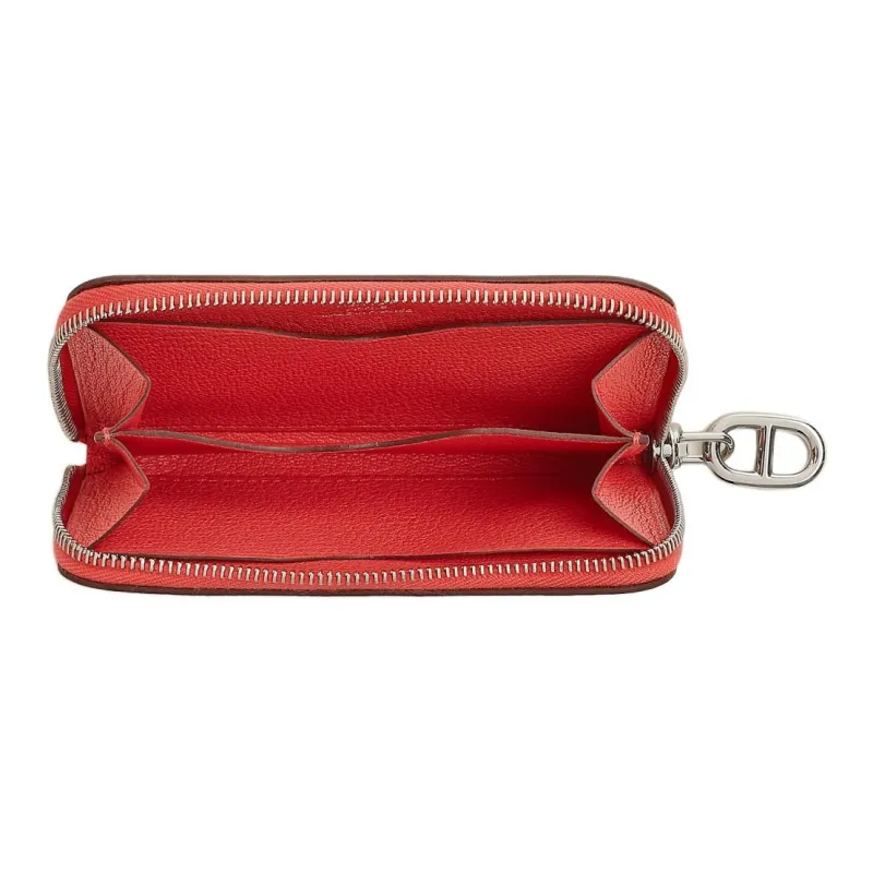HERMES Evercolor Leather Card Holder Women's 0E Rose Texas Pink-1