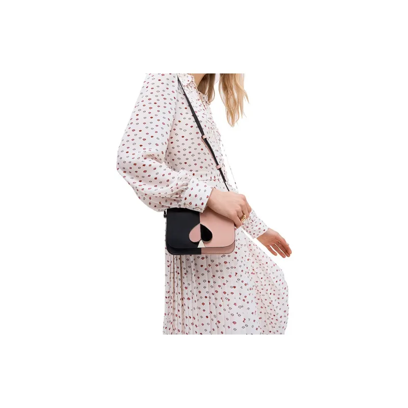 Kate Spade Nicola Smooth Leather Crossbody Bag, Shoulder Bag Women's Black & Pink-3