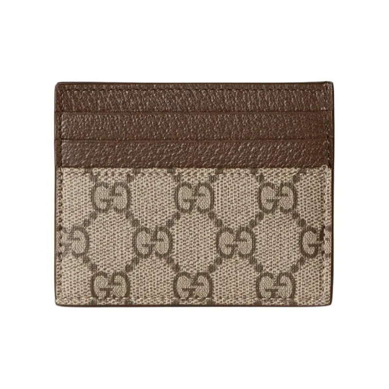 GUCCI Supreme Canvas Card Holder Men's Beige & Ebony-2