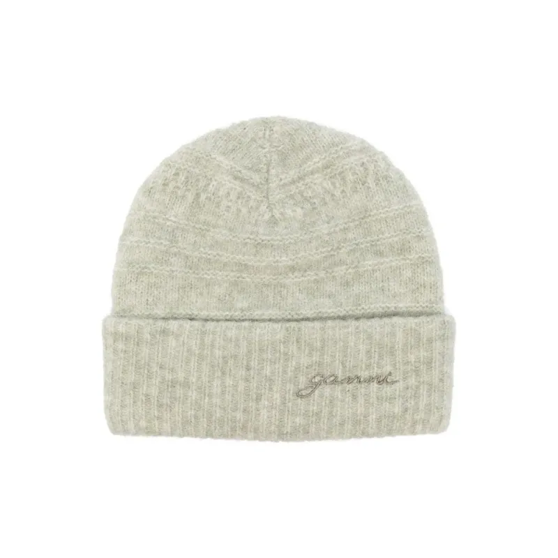 GANNI Embroidered logo Beanie-1