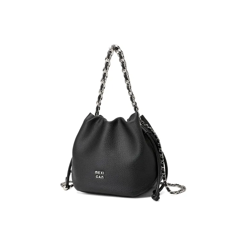 MEXICAN Polyurethane Leather Shoulder Bag Women's Midnight Black/Space Silver/Coconut Milk White-1