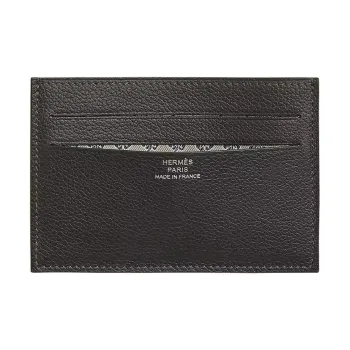 HERMES Citizen Twill Evercolor Calfskin Card Holder Men's Black