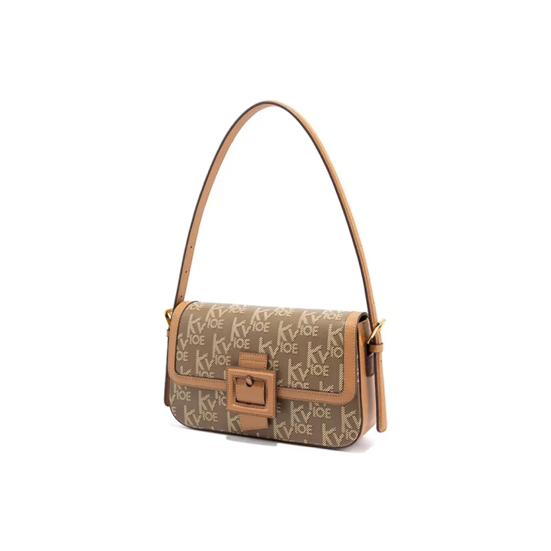 CLEVER& KETCH PU Shoulder Bag Women's Khaki/Black/Coffee-5