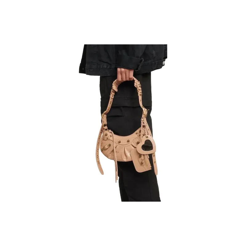 Balenciaga Le Cagole Cow Leather Dumpling Bag Crescent Moon Bag Crossbody Bag Extra Small Women's Beige-4