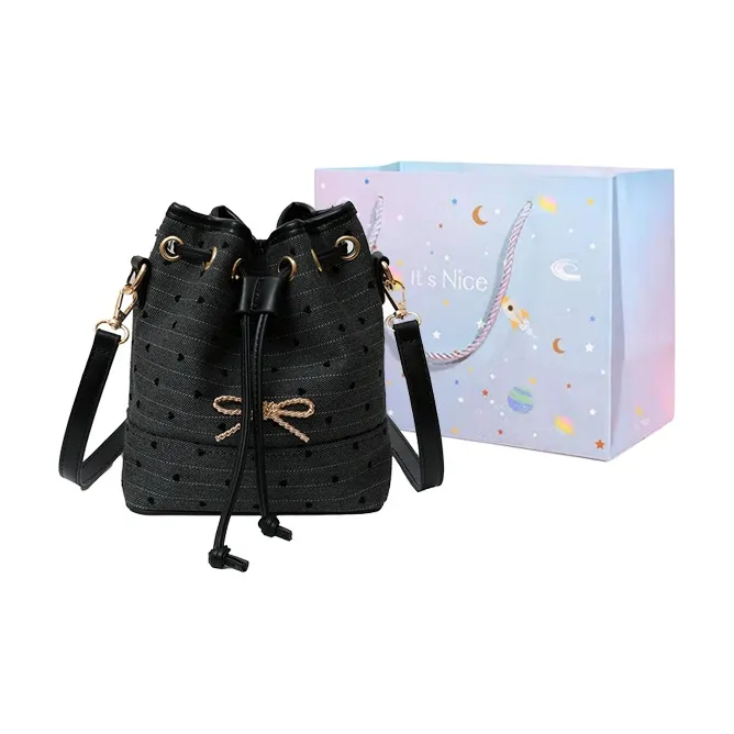 GOX Canvas Bag, Shoulder Bag Regular Women's Polka Dot/Heart/Bowknot-5