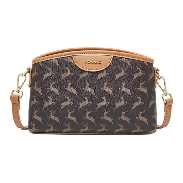 AOKANG PVC Small Square Bag Shoulder Bag Shoulder Bag Small Size Women's Cocoa Coffee/Nut Apricot-1