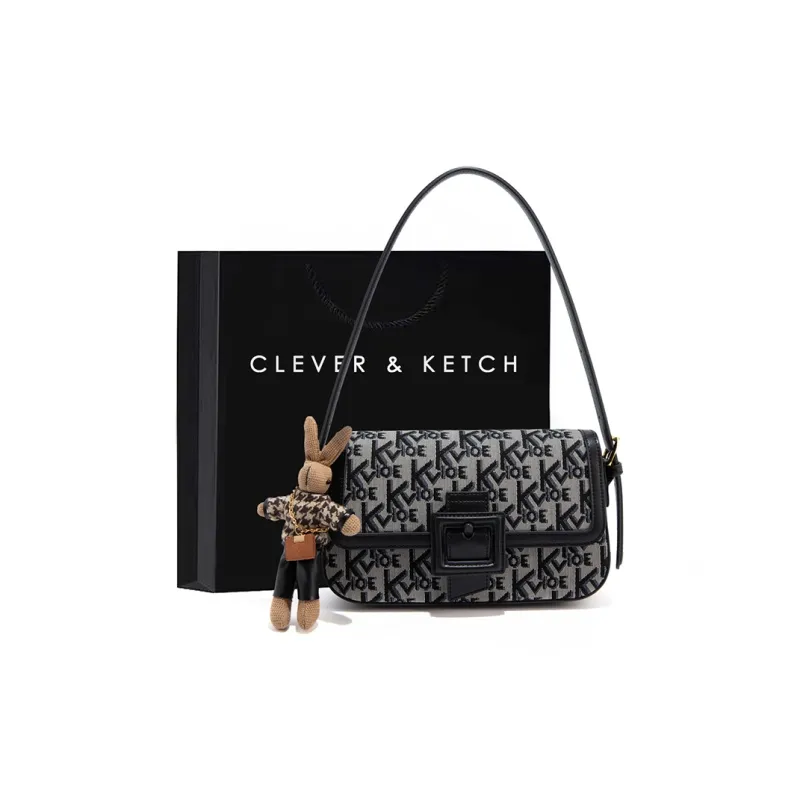CLEVER& KETCH PU Shoulder Bag Women's Khaki/Black/Coffee-3