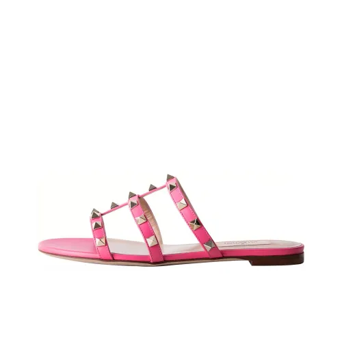 Valentino Rockstud Slide Slippers Women's Pink