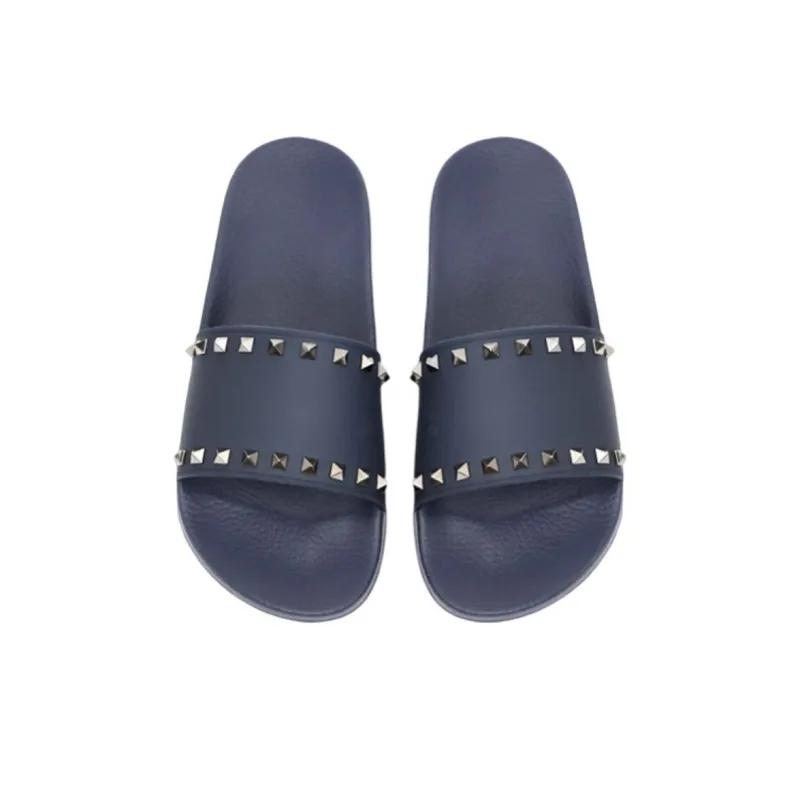 Valentino Stud Slide Slippers Men's Blue-4