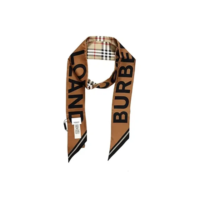 Burberry Women's Vintage Check Logo Print Silk Skinny Scarf-1