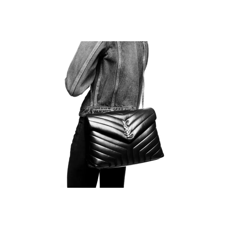 SAINT LAURENT Calfskin Chain Shoulder Bag Crossbody Bag Women's Cork Color-5
