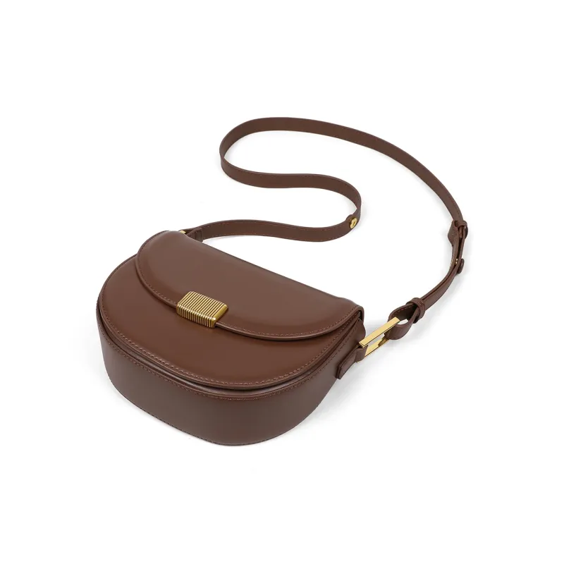 PT'SON Cow Leather With Synthetic Leather Shoulder Bag, Crossbody Bag Regular Women's Coffee-1