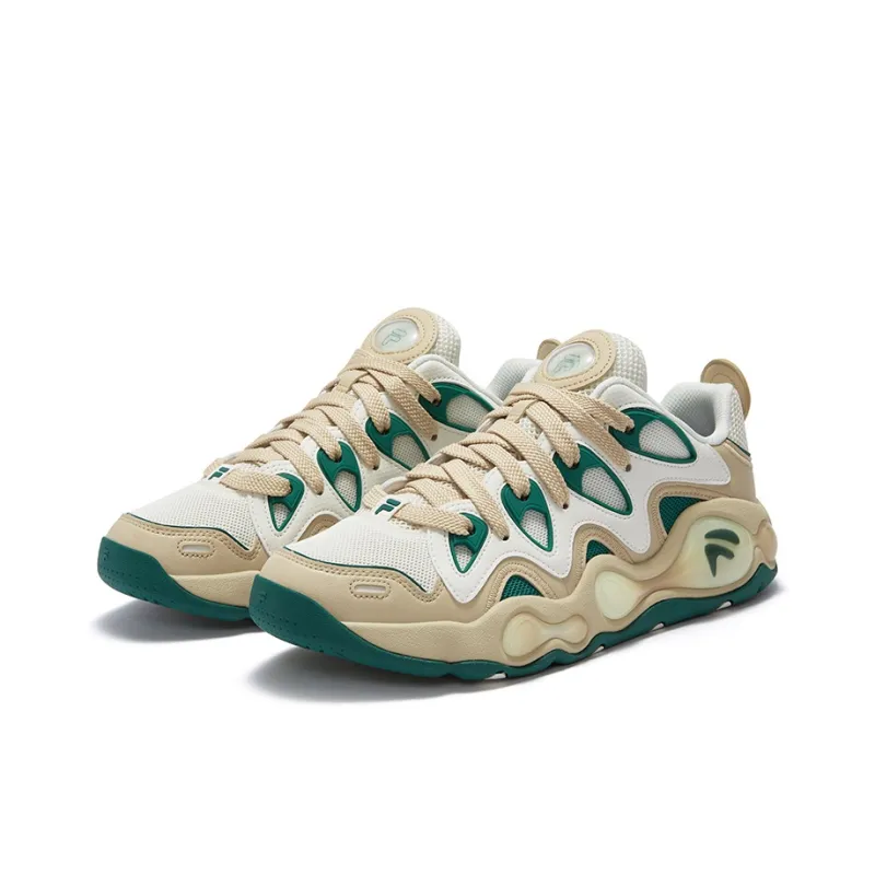 FILA FUSION VERTICAL Slip Resistant Low Top Basketball Shoes Men's White Brown-2