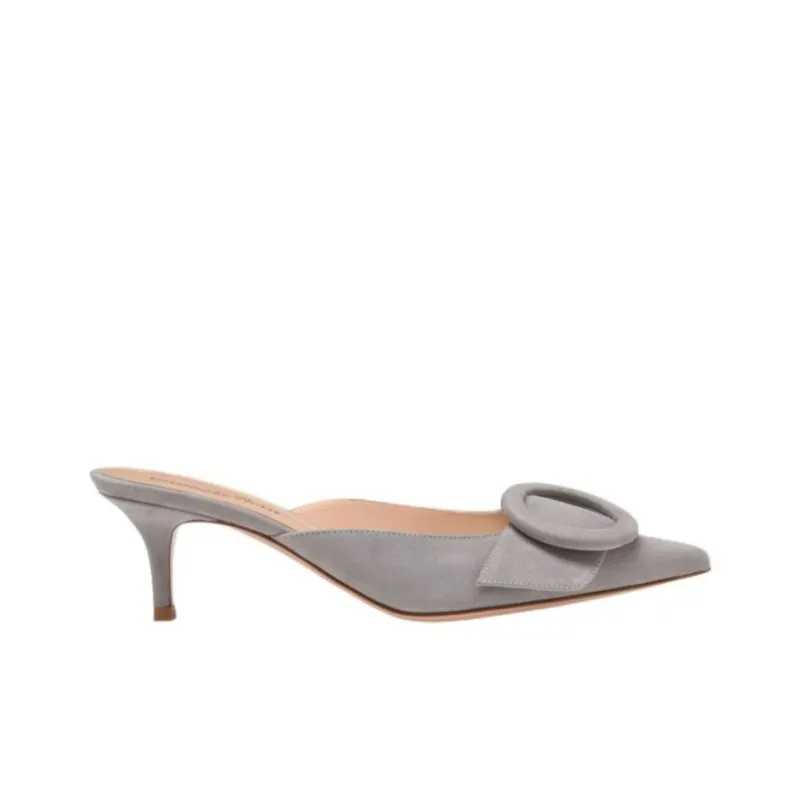 GIANVITO ROSSI Portofino Closed Toe Slippers 5.5cm Women's Gray-1
