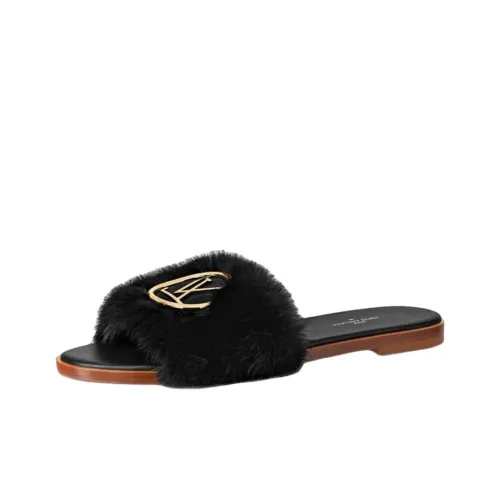 LOUIS VUITTON Lock It Slide Slippers Women's Black