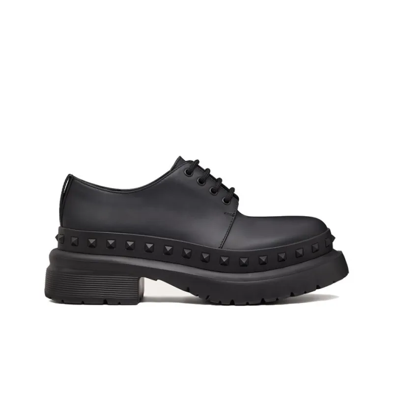 Valentino Garavani M Way Rockstud Round Toe Derby Shoes-1