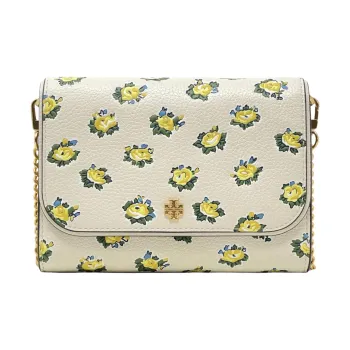 TORY BURCH Leather Suede Bonded Shoulder Bag Crossbody Bag Small Size Women's White & Multicolor