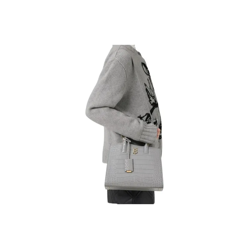 Burberry Frances Calfskin Tote Bag Shopping Bag Shoulder Bag Handbag Mini Women's Cloud Gray-5