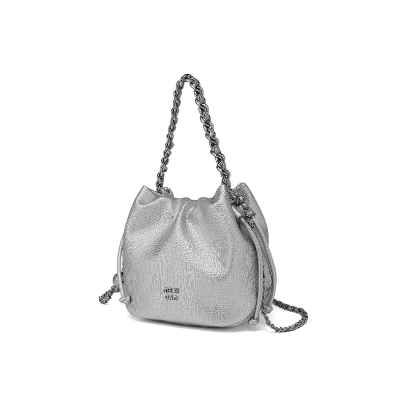 MEXICAN Polyurethane Leather Shoulder Bag Women's Midnight Black/Space Silver/Coconut Milk White-8