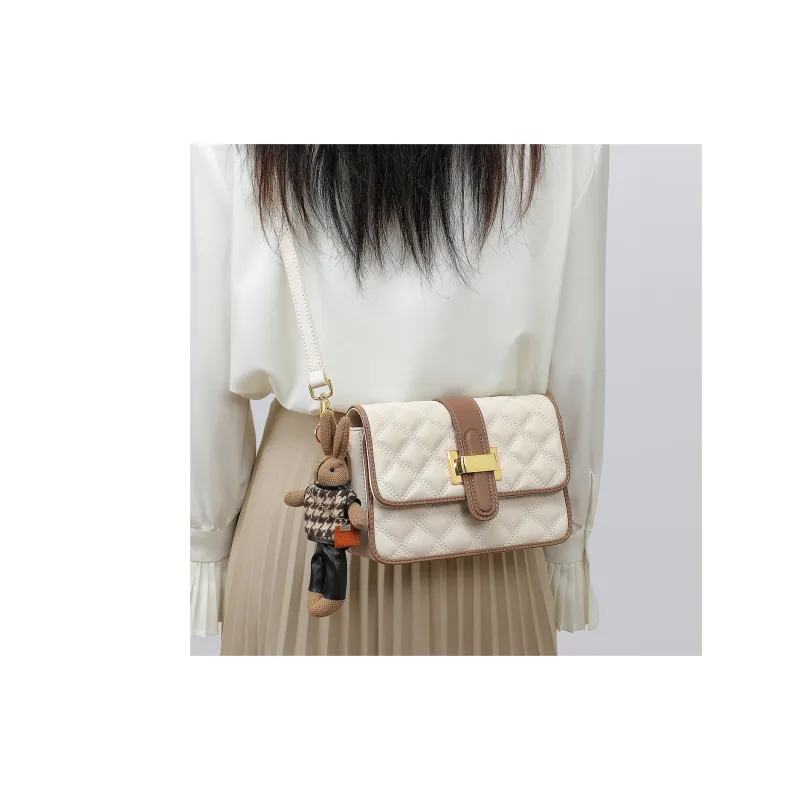 C°BANNER Cow Leather Small Square Bag With Diamond Pattern, Chain Bag, Crossbody Bag Regular Women's Black-9