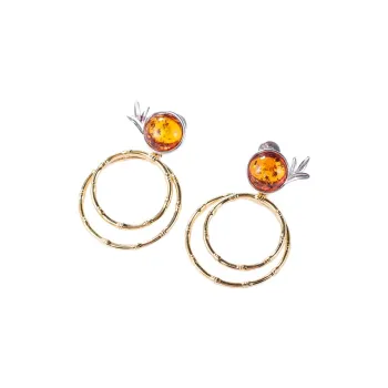 S&A S925 Silver With Amber Fine Jade Earrings Women's