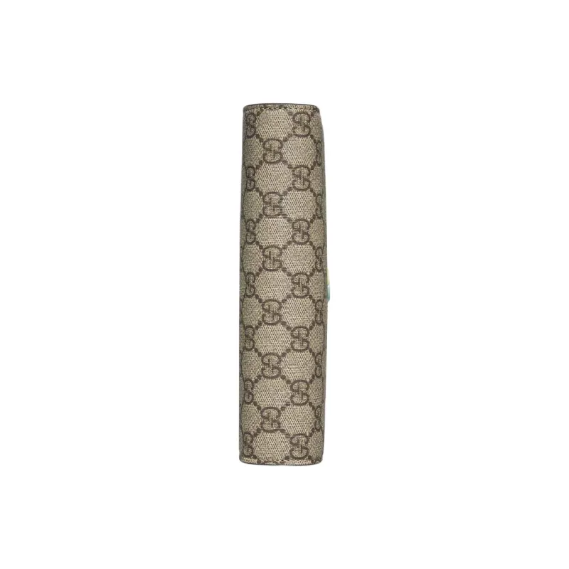 GUCCI GG Marmont Supreme Canvas With Leather Trim Shoulder Bag, Crossbody Bag, Wallet Women's Ebony & Light Green-5