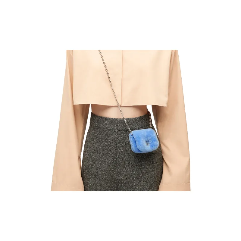 LOEWE Shearling Shoulder Bag Crossbody Bag Mini Women's Green Purple Blue-6