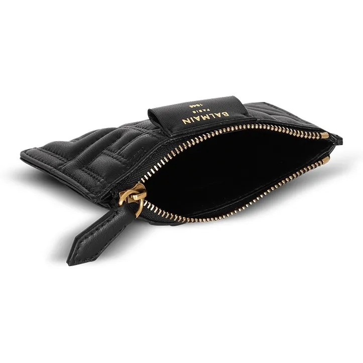 BALMAIN 1945 Lambskin Card Holder Women's Black-2