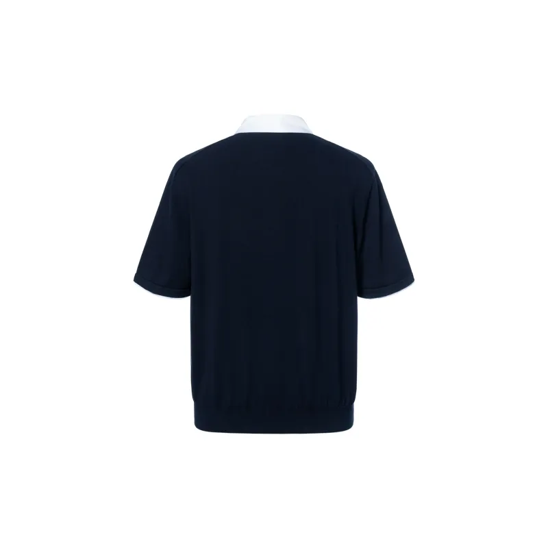 LOUIS VUITTON Embroidered Short Sleeved Cotton Blend Polo Shirt-1