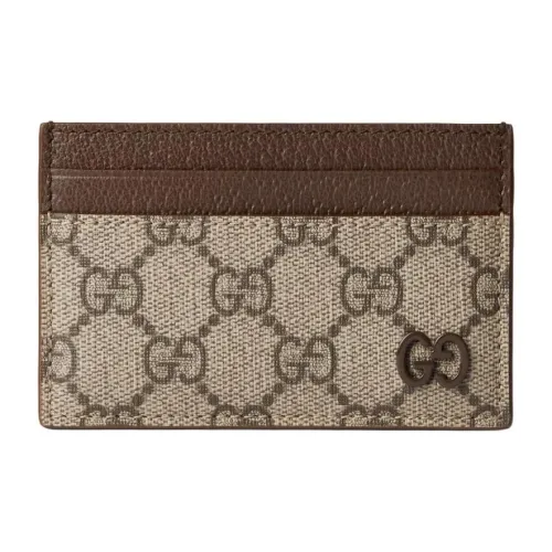 GUCCI Canvas With Leather Card Holder Regular Men's Beige & Ebony