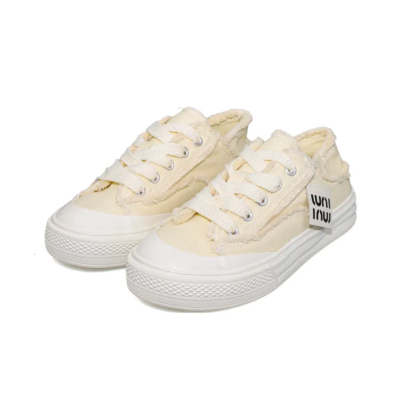 B10CROWN Anti Slip Wear Resistant Breathable Lightweight Low Top Canvas Shoes Women's Yellow-3