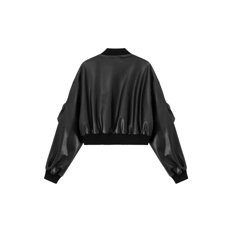 CHUU Leather Jacket Women's Black-1