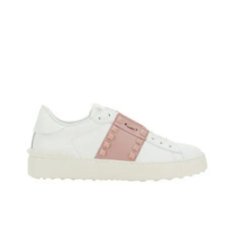 Valentino Rockstud GARAVANI Low Top Stylish Skateboarding Shoes Women's White Pink-1
