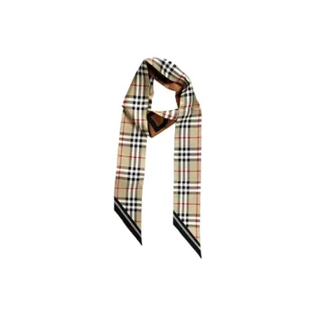 Burberry Women's Vintage Check Logo Print Silk Skinny Scarf