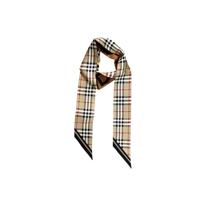 Burberry Women's Vintage Check Logo Print Silk Skinny Scarf-0