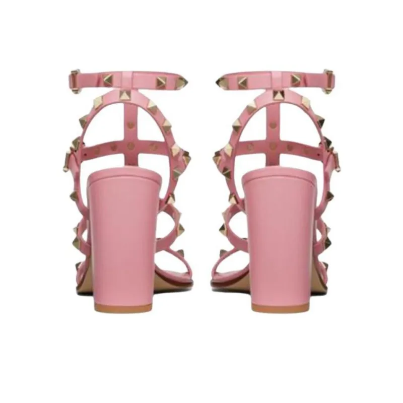 Valentino Rockstud One Strap Sandals 6.5cm Women's Pink-4