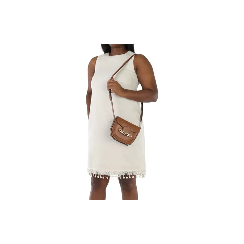 MICHAEL KORS Hally Cow Leather Saddle Bag, Shoulder Bag, Crossbody Bag Women's Brown-4