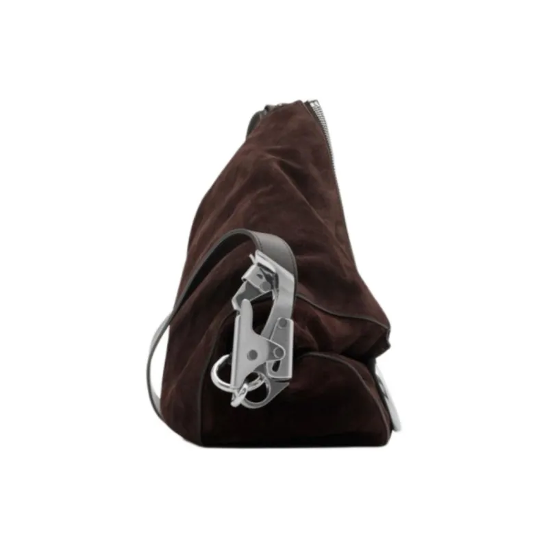 Burberry Suede Shoulder Bag, Crossbody Bag Medium Size Women's Dark Brown-1