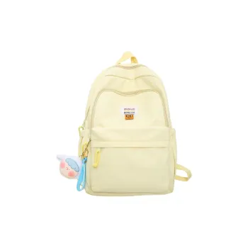 MOK Nylon Double Shoulder Backpack Laptop Bag Regular Unisex Black/Pink/Blue/White/Yellow