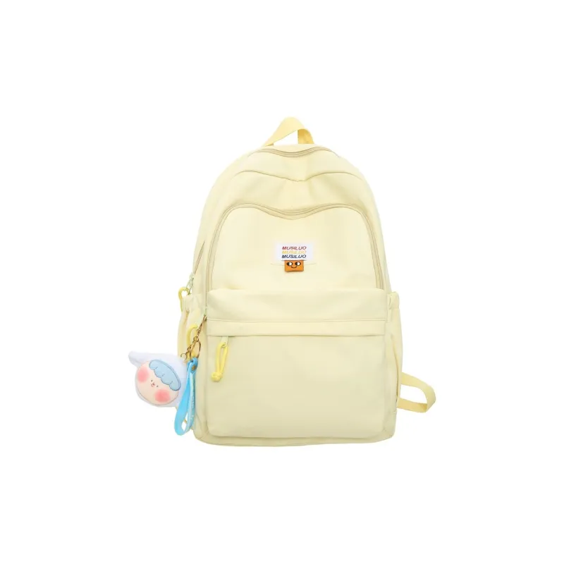 MOK Nylon Double Shoulder Backpack Laptop Bag Regular Unisex Black/Pink/Blue/White/Yellow-0