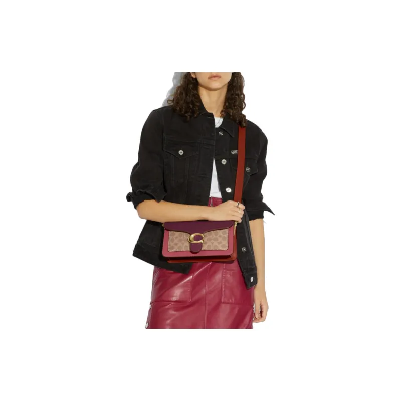 COACH Tabby Leather Dionysus Shoulder Bag, Handbag Medium Size Women's Brown Red-4