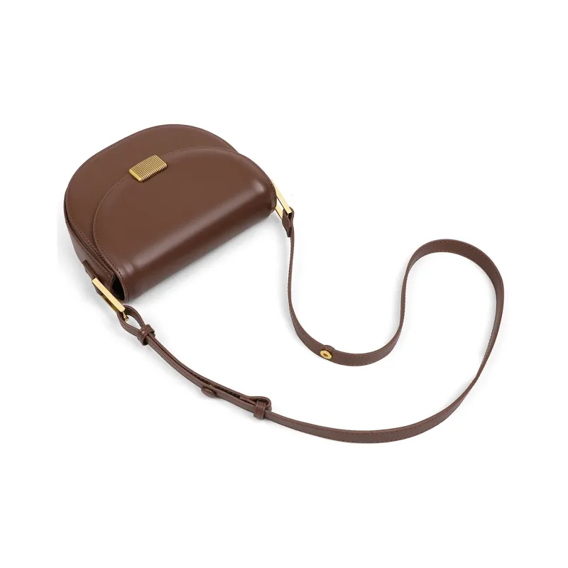 PT'SON Cow Leather With Synthetic Leather Shoulder Bag, Crossbody Bag Regular Women's Coffee-2